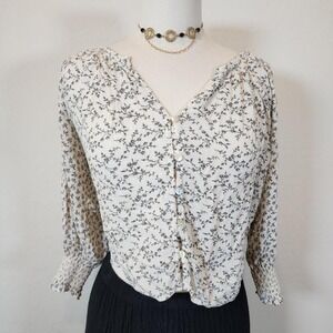 Rails Floral Print Blouse Long Sleeve Button Up Top Lightweight Womens L